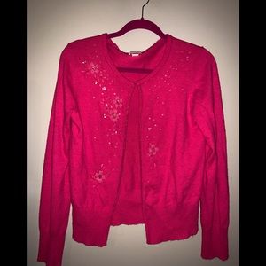 Floral beaded pink cardigan